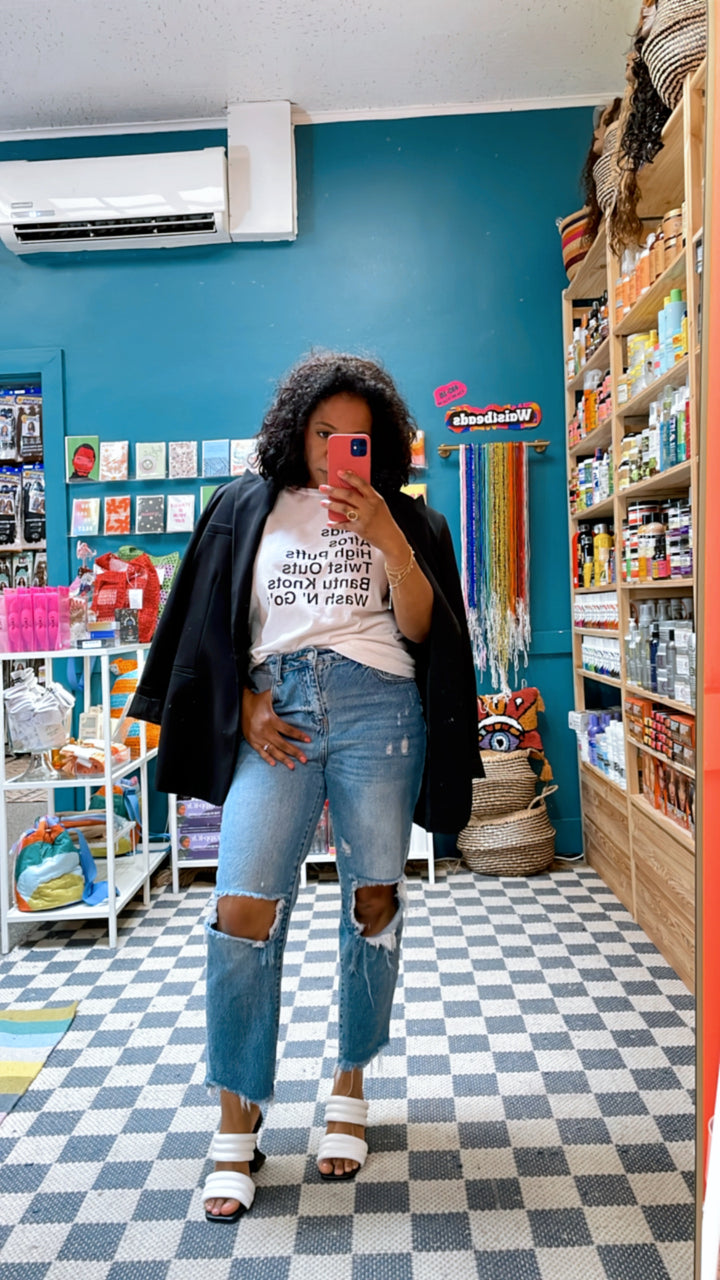 Textured Hair Styles White Tee