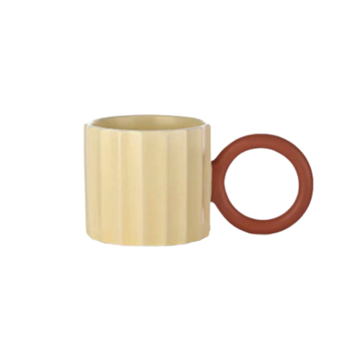 Handmade Ceramic Coffee Mug with Ornate Handle