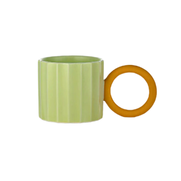 Handmade Ceramic Coffee Mug with Ornate Handle