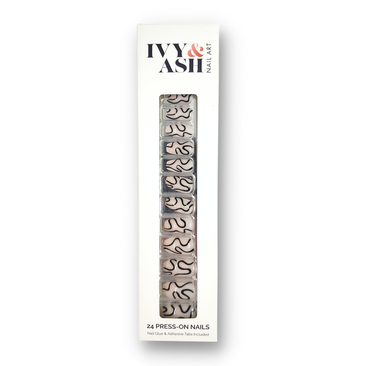 Modern Abstract Black Swirl Press-On Nails