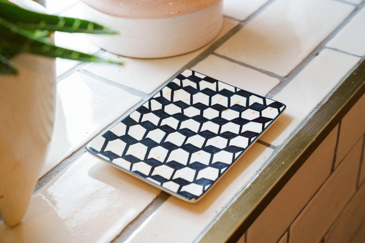 Soapstone Rectangular Dish 'Cubic Maze'