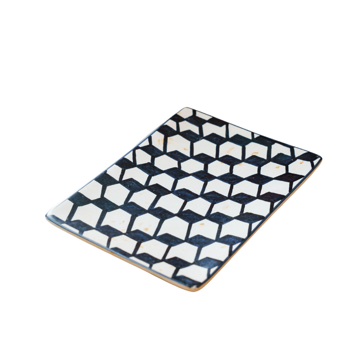Soapstone Rectangular Dish 'Cubic Maze'