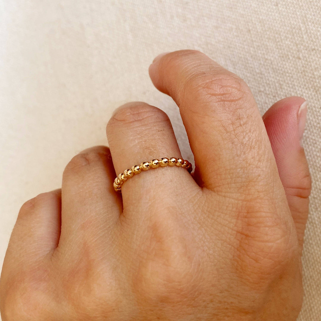 GoldFi - 18k Gold Filled Beaded Band Ring: 6