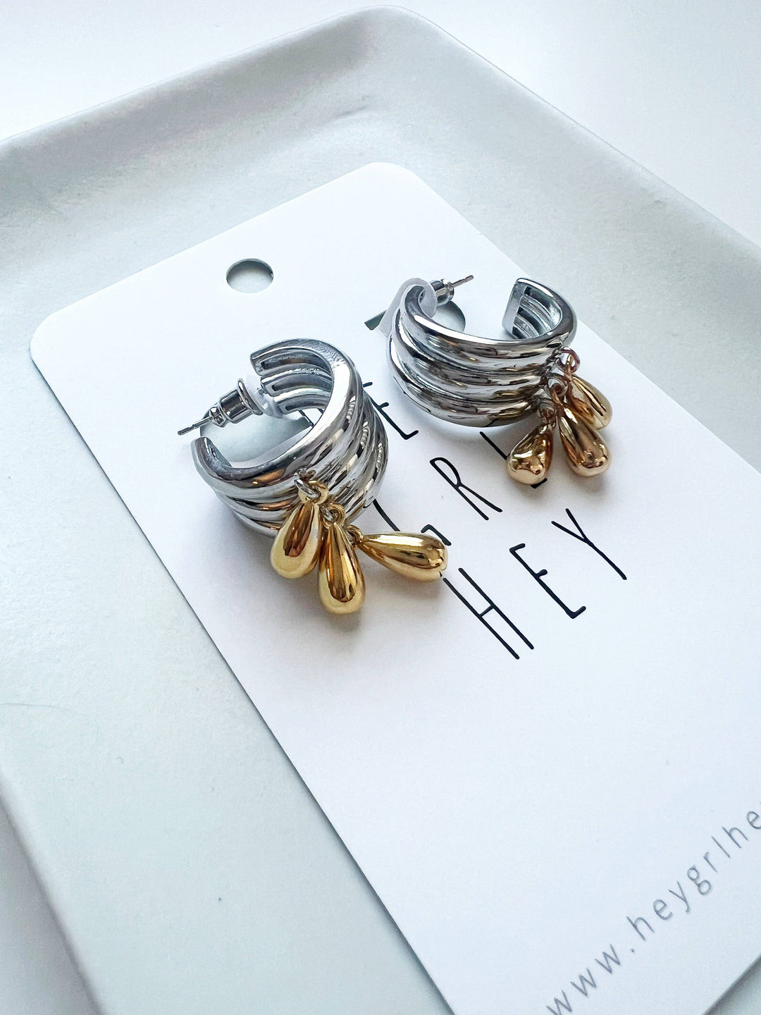 Silver and Gold Hoop Earrings