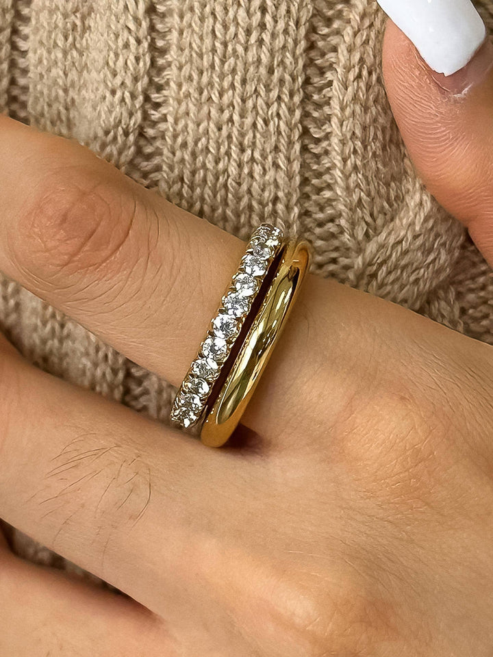 18K Gold Non-Tarnish CZ Double Hoop Ring