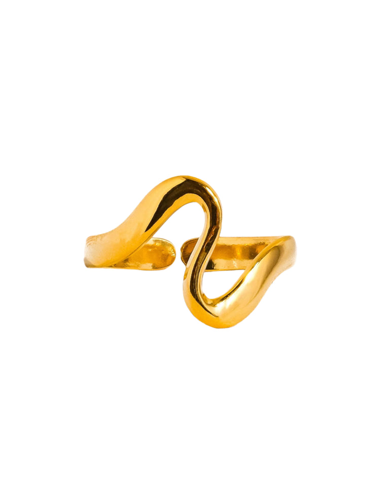 18K Gold Non-Tarnish Abstract Thin Ring (Size 7-8)