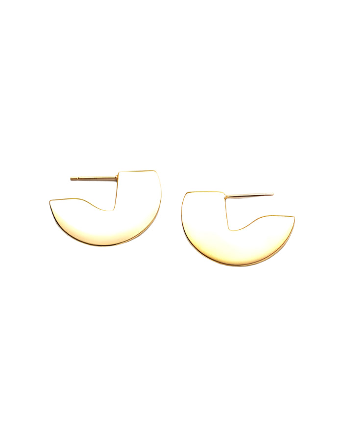 Geometric Mini Semi Circle Stud Earrings (Gold)