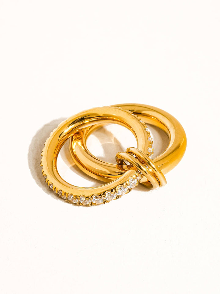 18K Gold Non-Tarnish CZ Double Hoop Ring