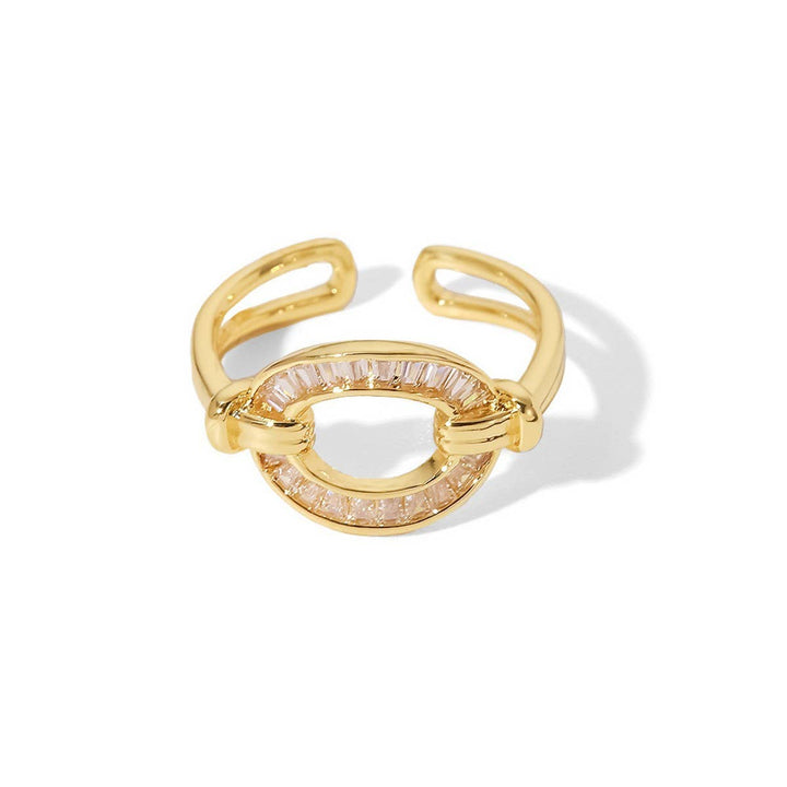 Baguette Circle Open Gold Ring