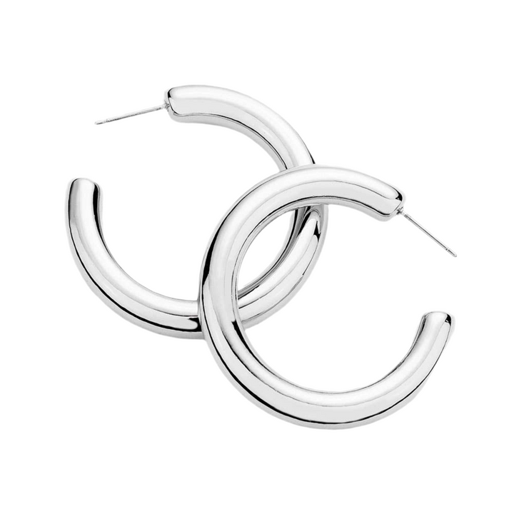 Bold Metal Half Hoop Earrings