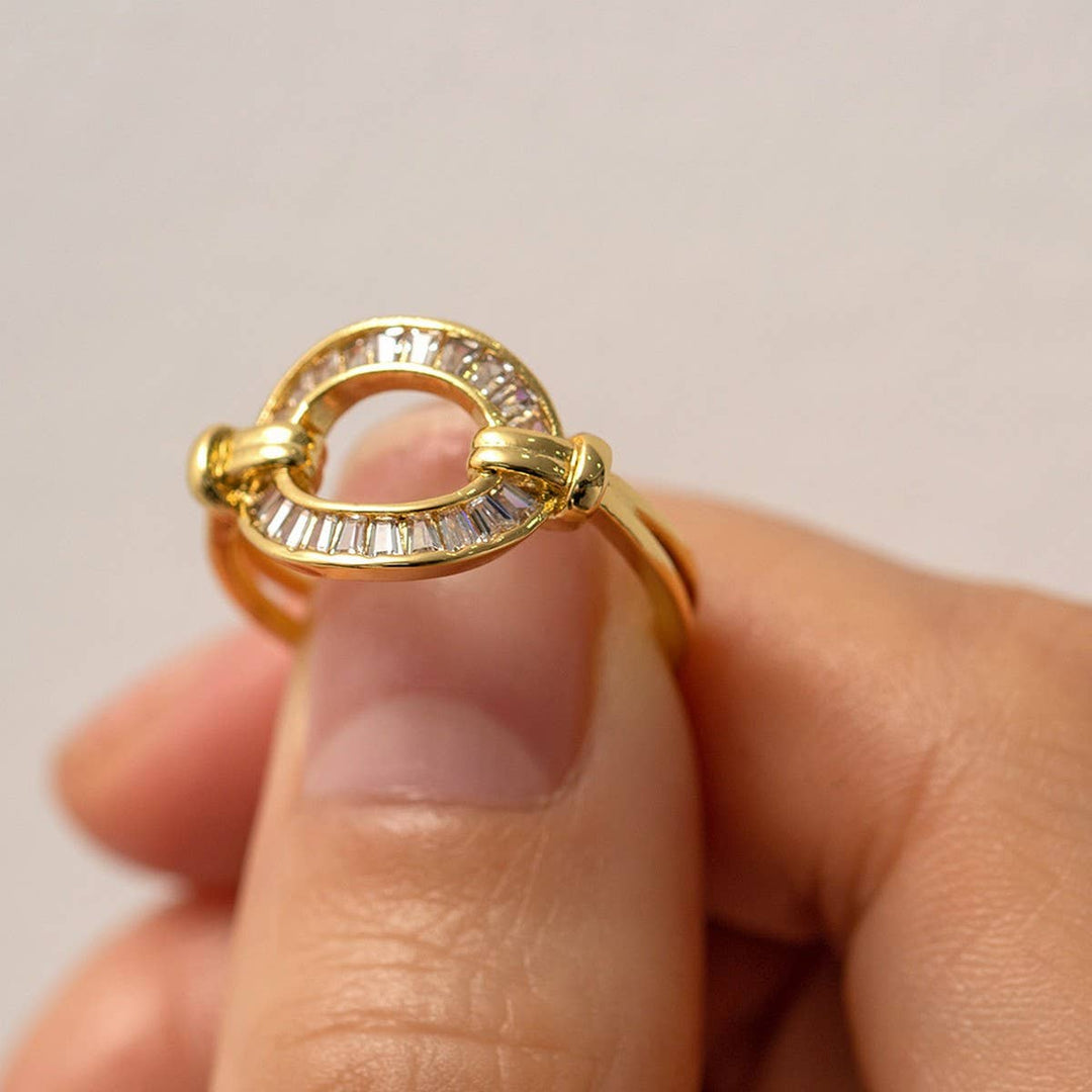 Baguette Circle Open Gold Ring