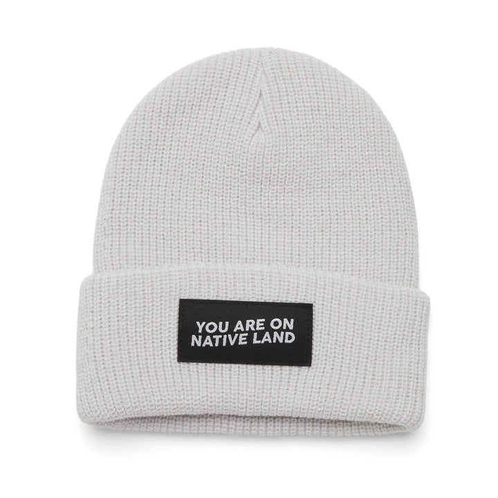 Urban Native Era - 'YOU ARE ON NATIVE LAND' RIBBED BEANIE - GREY