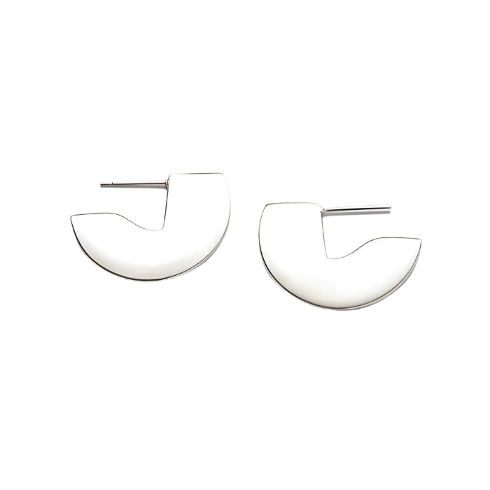 Silver Geometric Mini Semi-Circle Stud Earrings