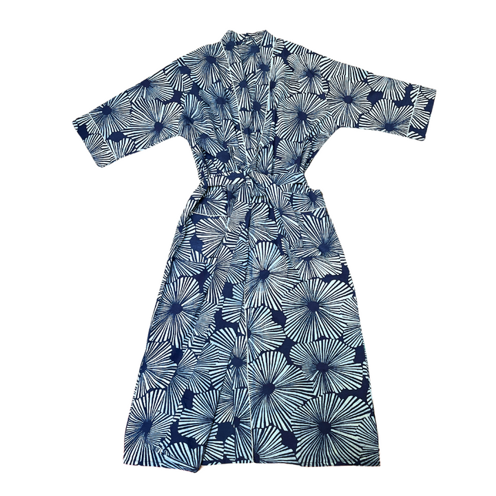 Blue Shibori Blossom Robe