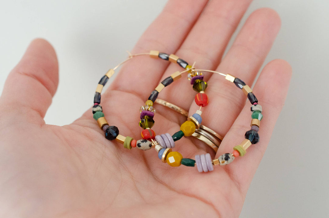 Vibrant Beaded Museum Hoop Earrings