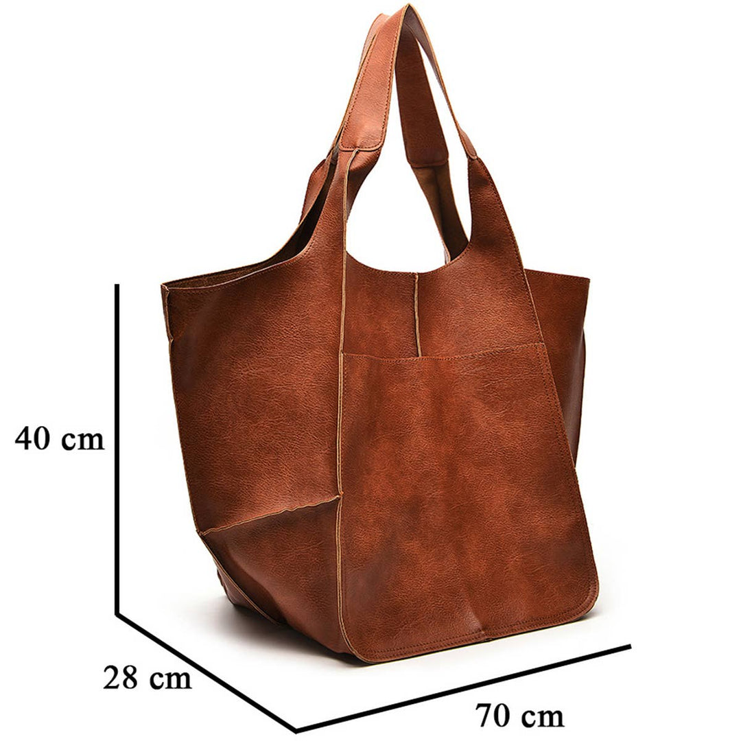 Large Faux Leather Everything Tote