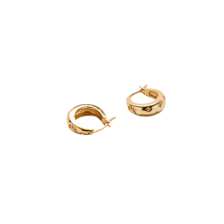 Moon & Star Gold Hoop Earrings