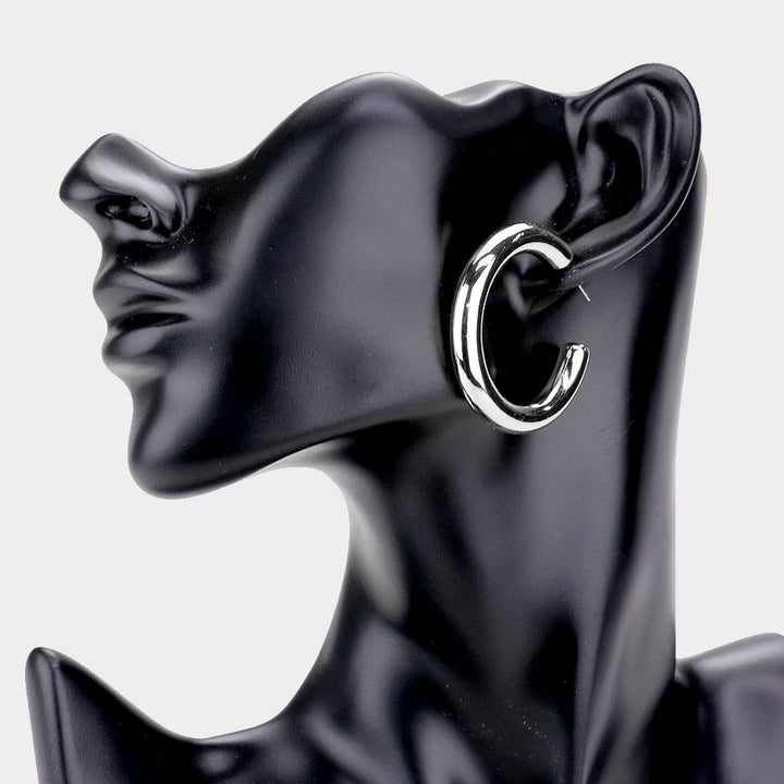 Bold Metal Half Hoop Earrings