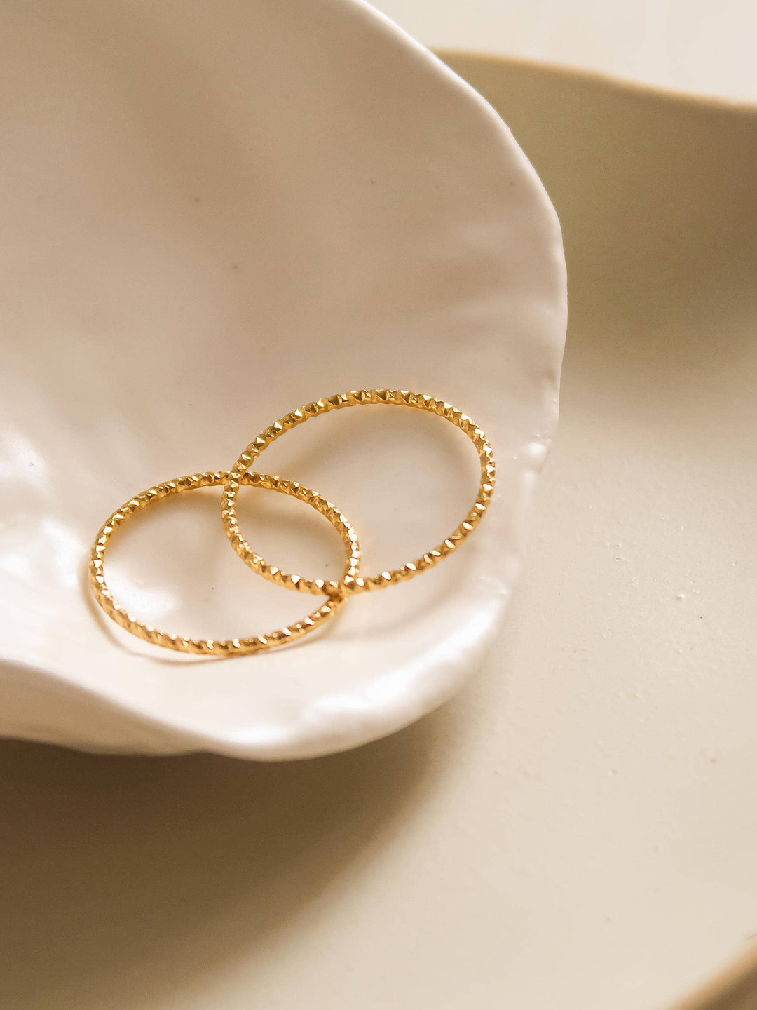 18K Non-Tarnish Minimalist Thin Braided Ring
