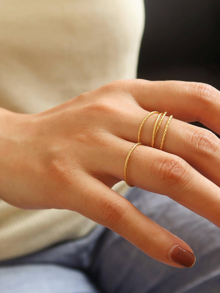 18K Non-Tarnish Minimalist Thin Braided Ring