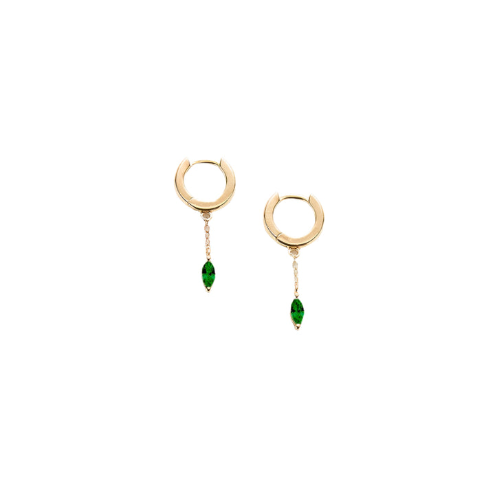 Green Cubic Zirconia Chain Huggie Earrings