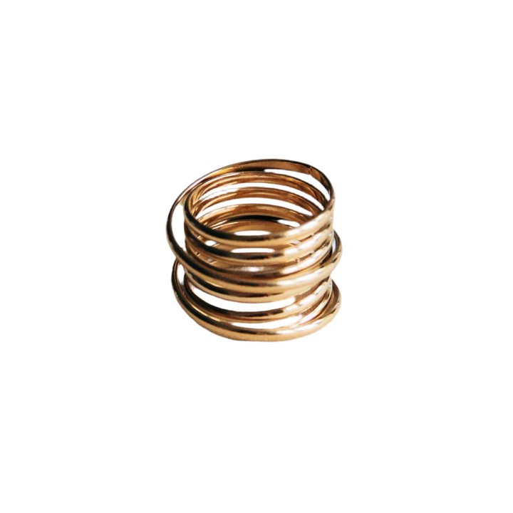 Bazou - Stainless steel multi-layer XL ring – gold