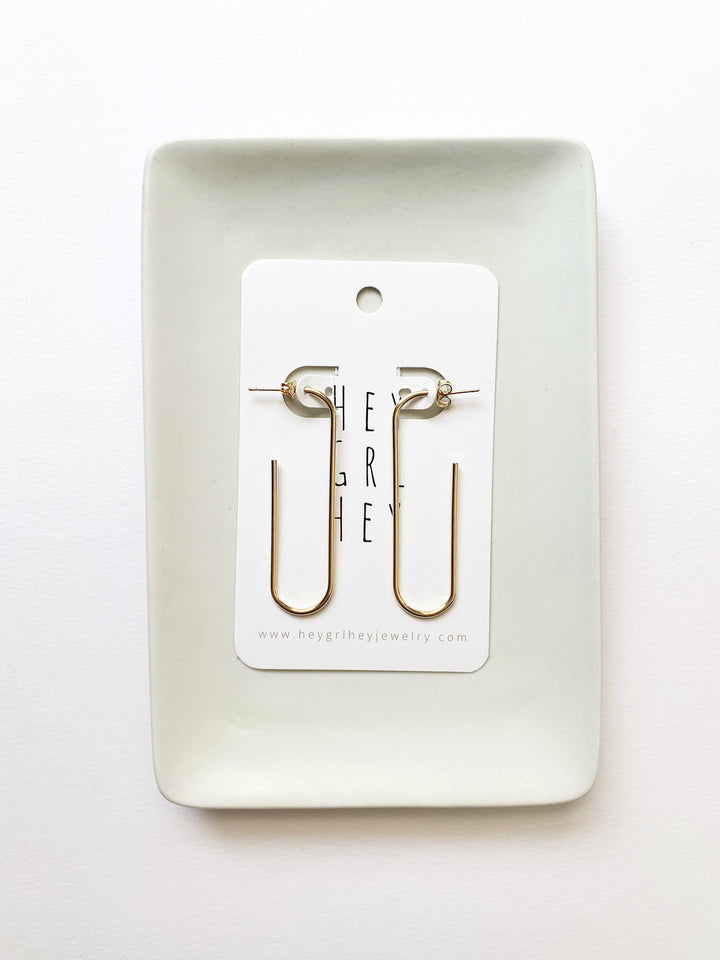 Paperclip Hoop Earrings in Gold