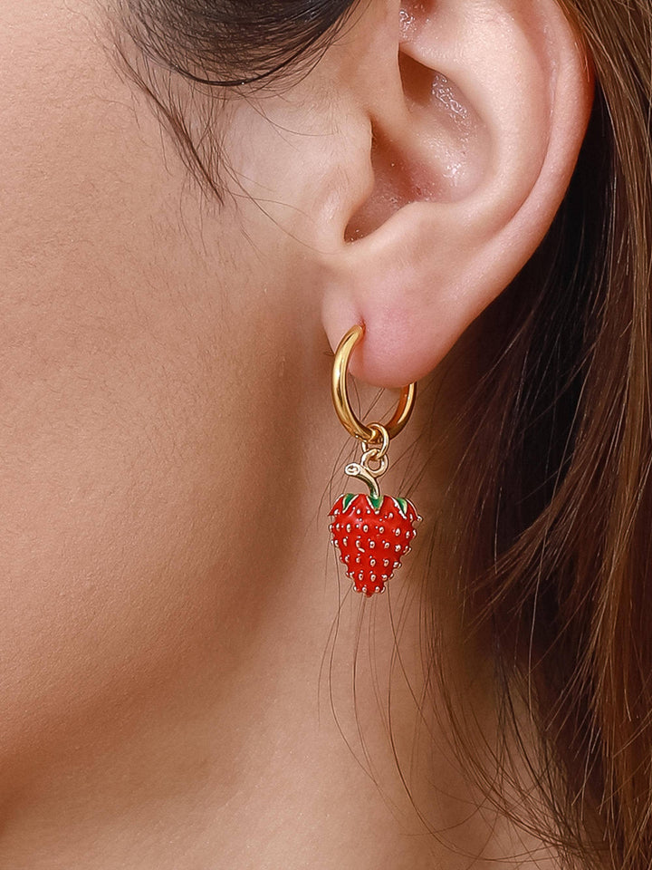 18K Gold Non-Tarnish Strawberry Earrings