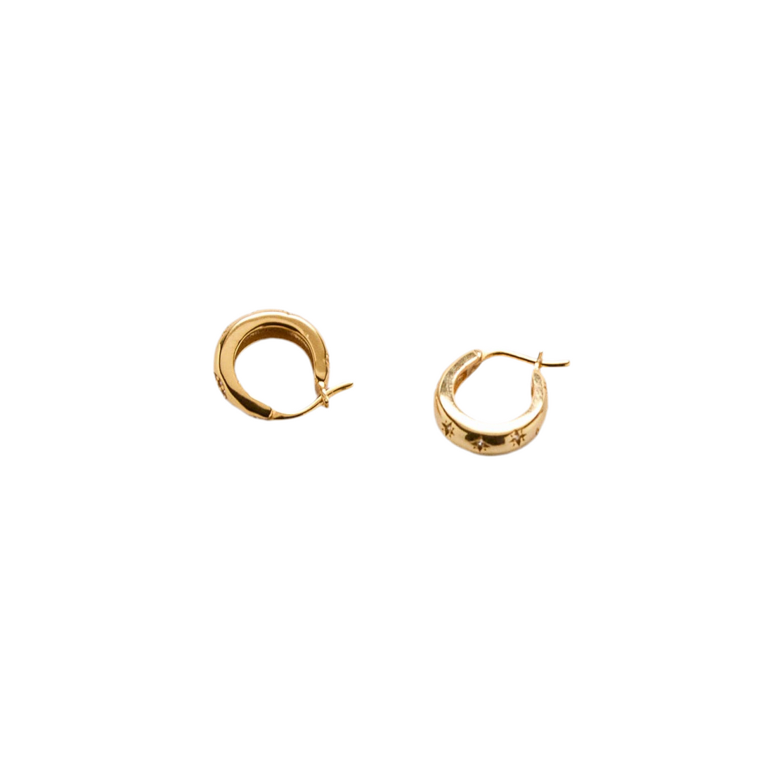 Moon & Star Gold Hoop Earrings