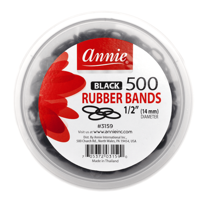 Annie Rubber Bands 500Ct Black Tub