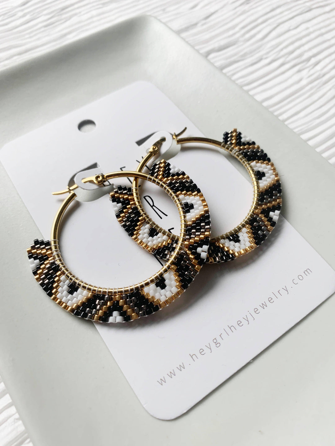 Colorful Beaded Hoop Earrings