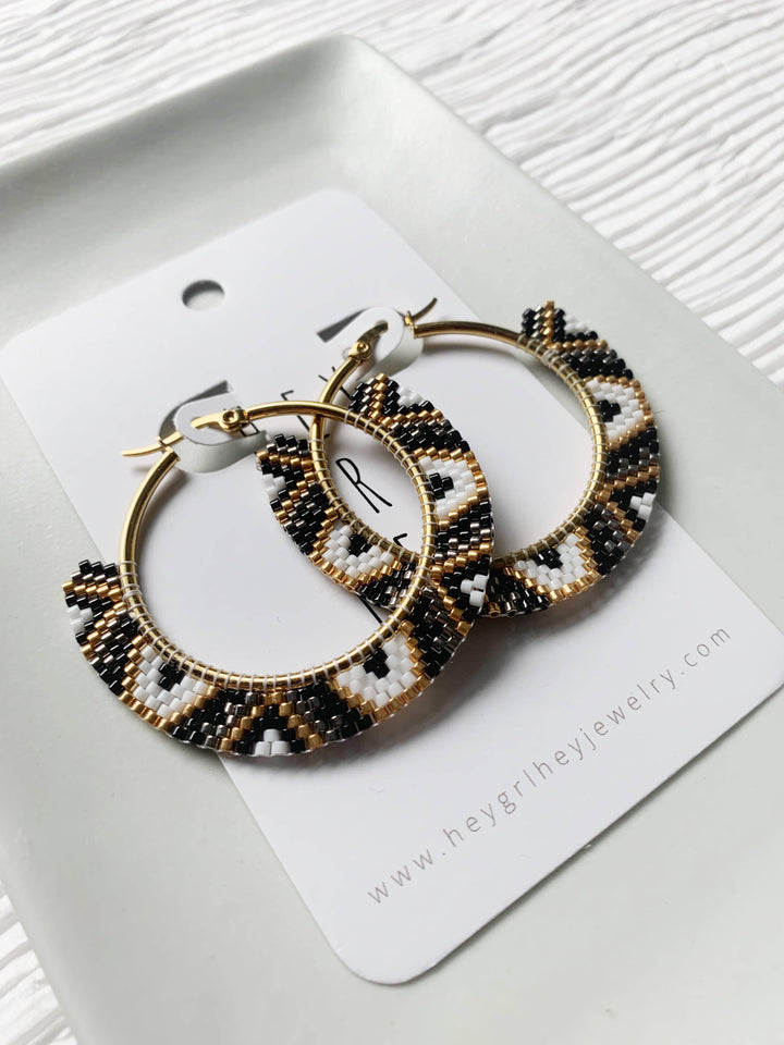 Colorful Beaded Hoop Earrings