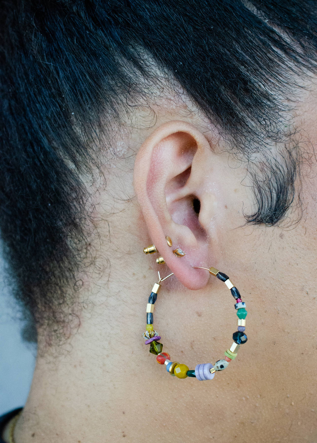 Vibrant Beaded Museum Hoop Earrings