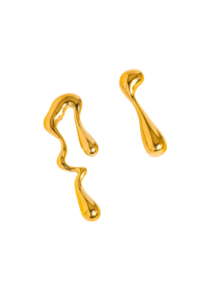 Gold Mismatch Melted Earrings