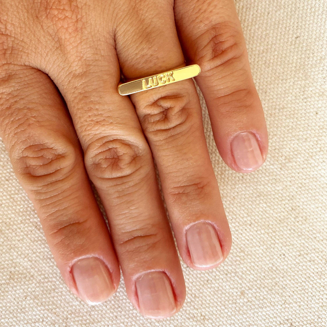 GoldFi - 18k Gold Filled Luck Engraved Stackable Ring: 6