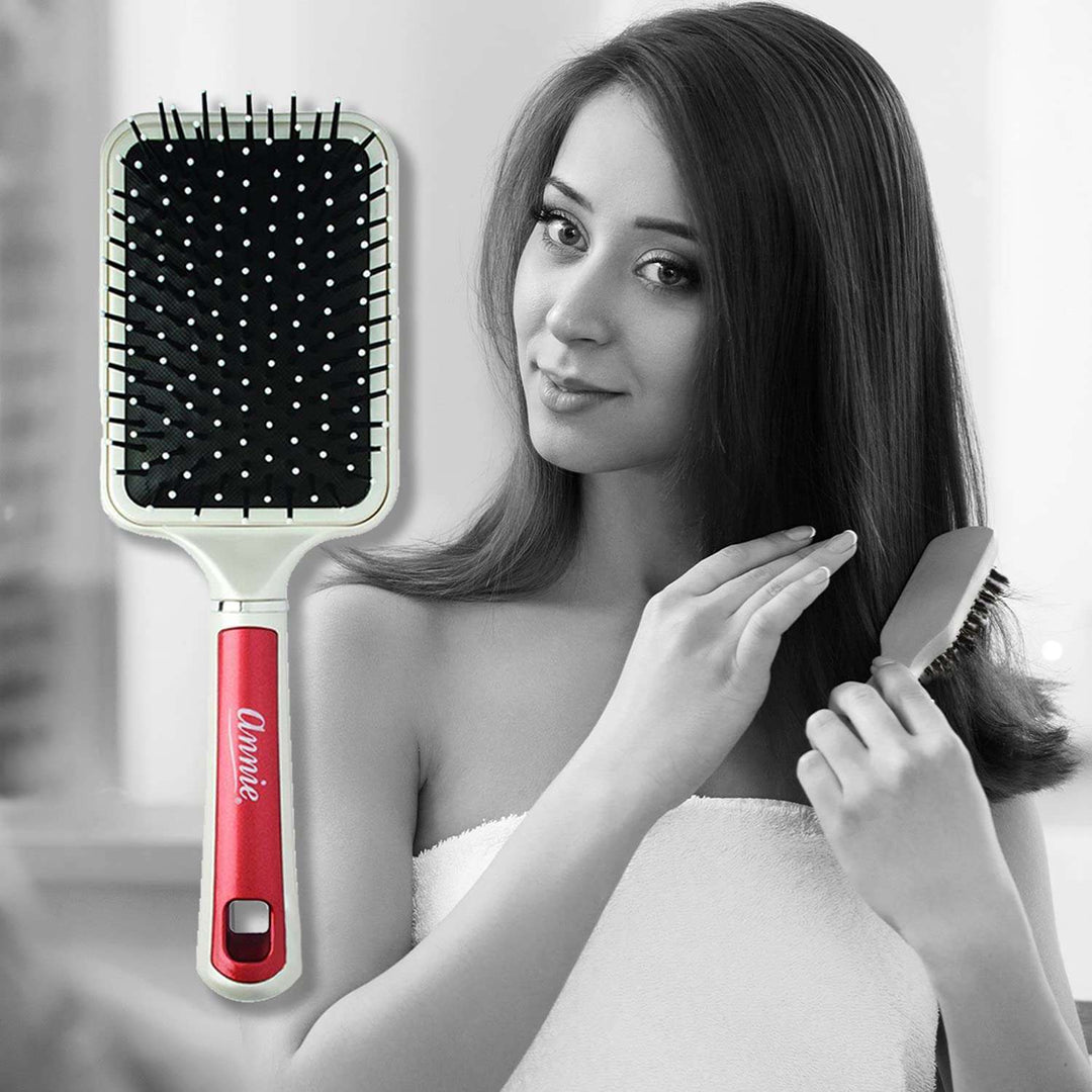 Annie Pearly Deluxe Paddle Brush Red