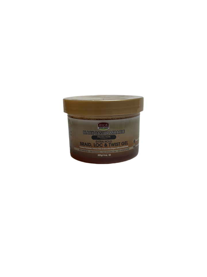 African Pride Black Castor Miracle Extra Hold Braid, Loc & Twist Gel