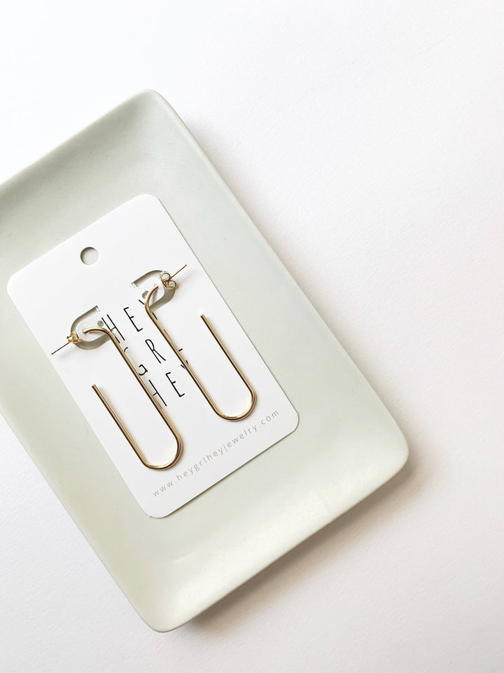 Paperclip Hoop Earrings in Gold