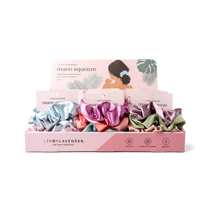 DM Merchandising - Lemon Lavender Mane Squeeze Oversized Satin Scrunchies 3pack