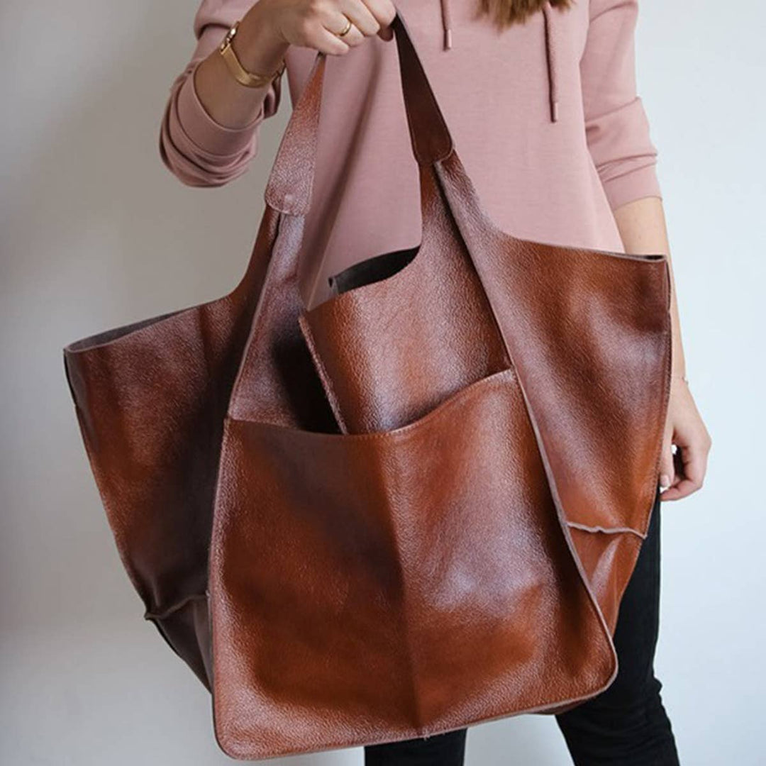 Large Faux Leather Everything Tote