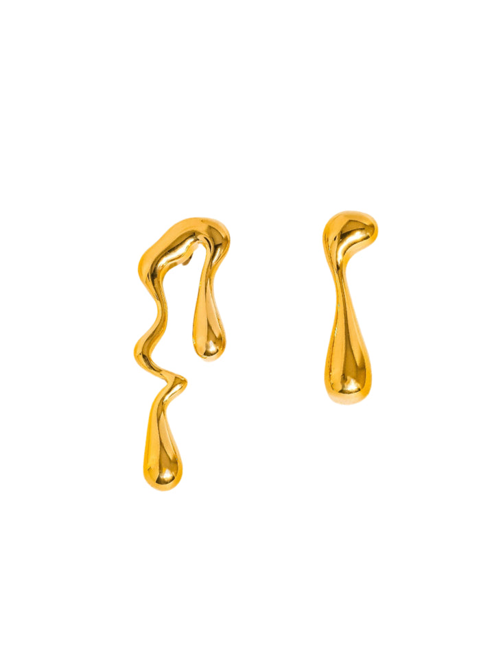 Gold Mismatch Melted Earrings