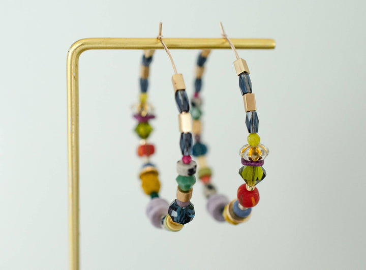 Vibrant Beaded Museum Hoop Earrings