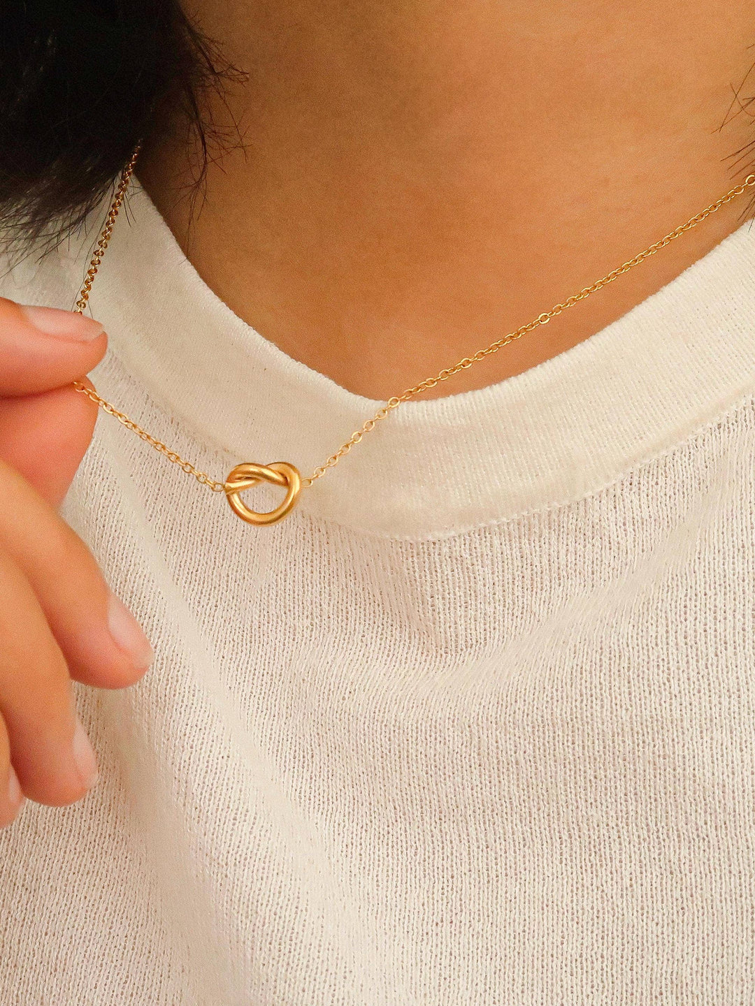 Gold Braided Heart Pretzel Necklace