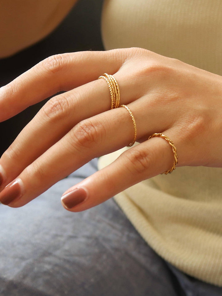18K Non-Tarnish Minimalist Thin Braided Ring