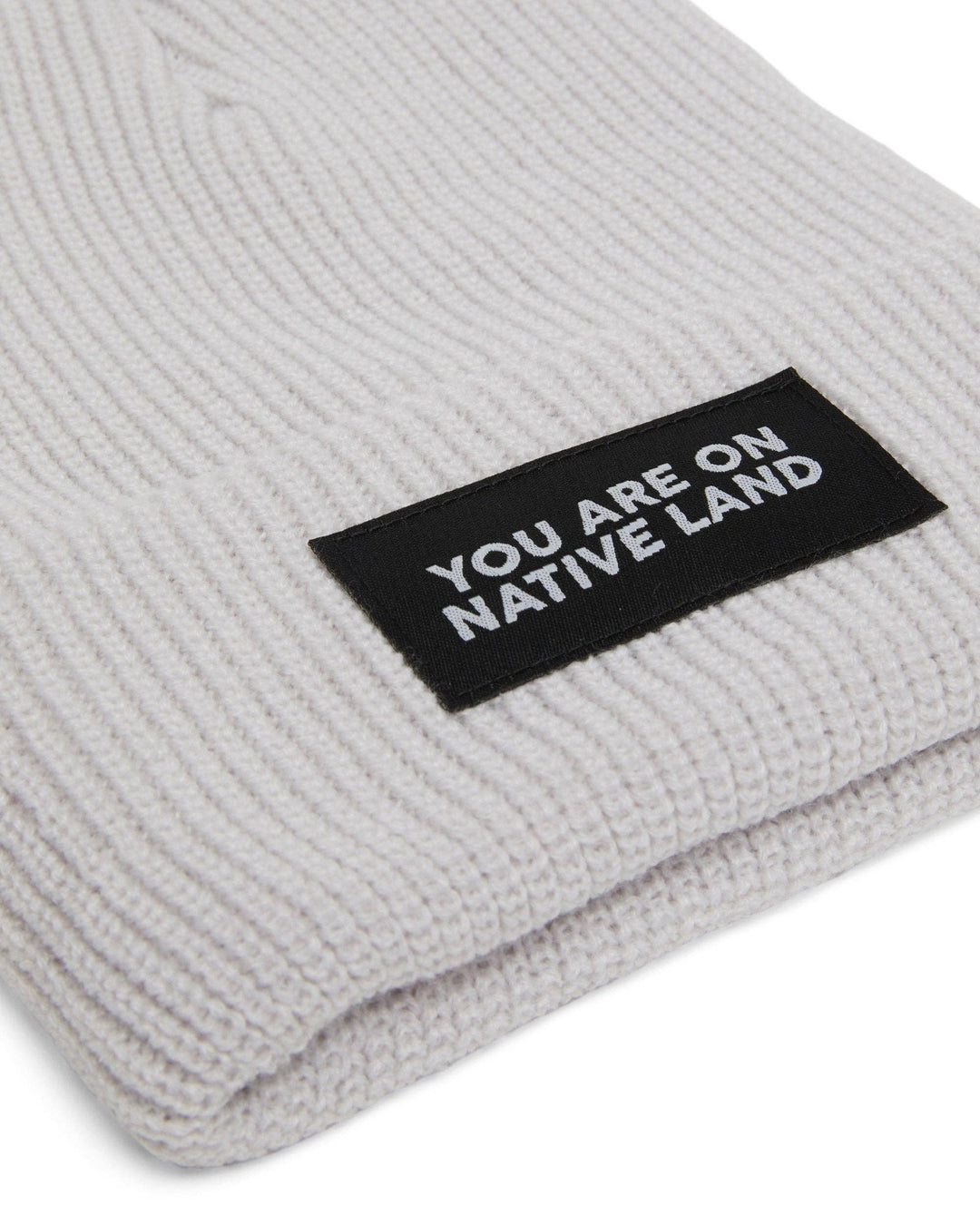 Urban Native Era - 'YOU ARE ON NATIVE LAND' RIBBED BEANIE - GREY