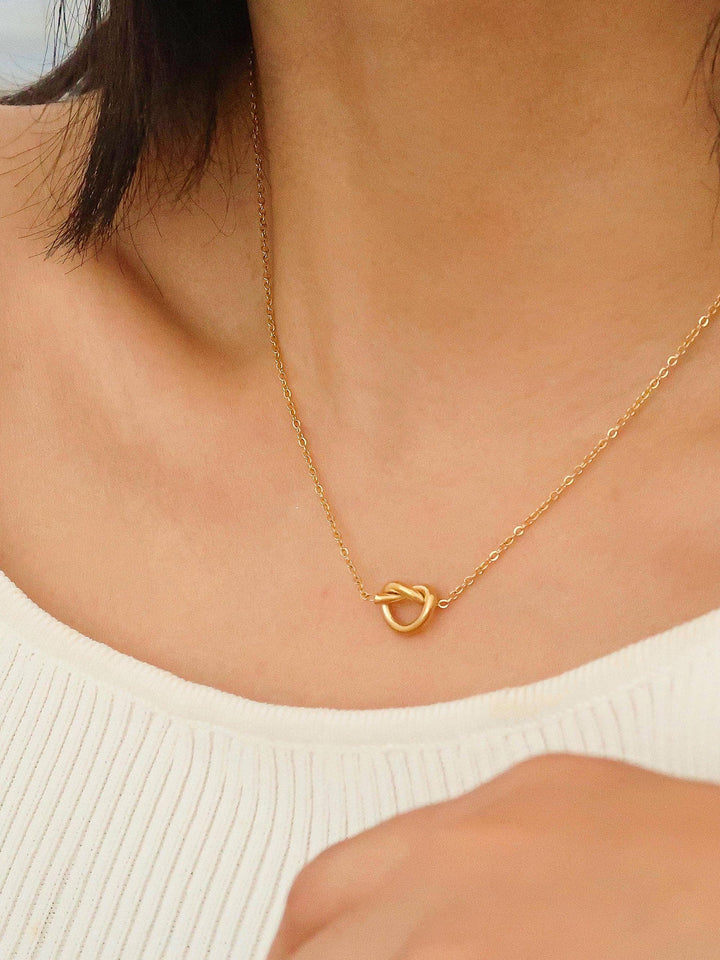 Gold Braided Heart Pretzel Necklace