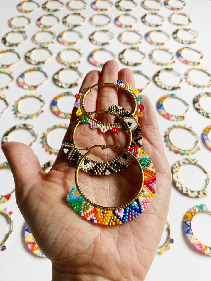 Colorful Beaded Hoop Earrings