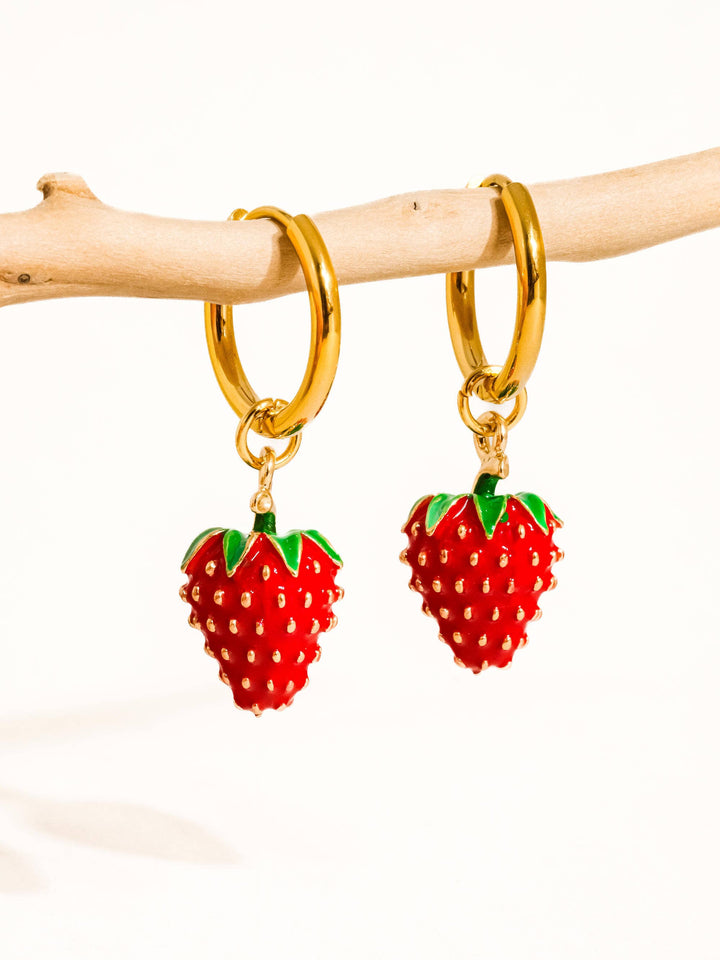 18K Gold Non-Tarnish Strawberry Earrings