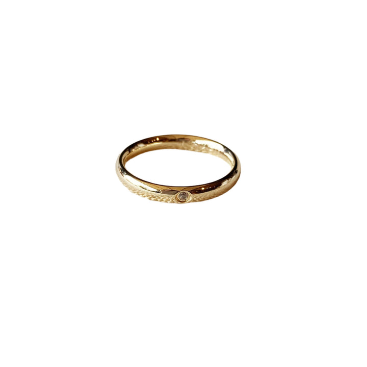 GoldFi - 18k Gold Filled Band Ring With Cubic Zirconia Stone: 7