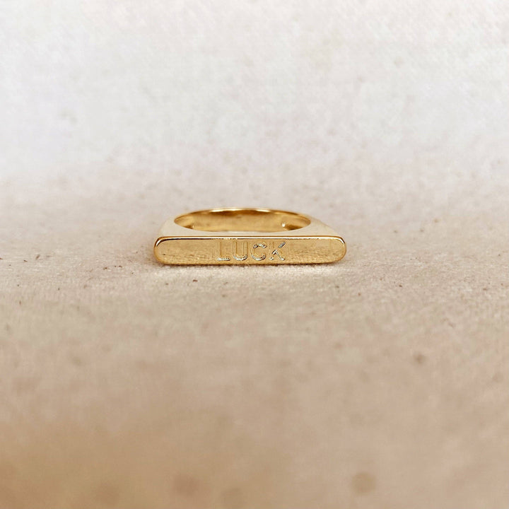 GoldFi - 18k Gold Filled Luck Engraved Stackable Ring: 6